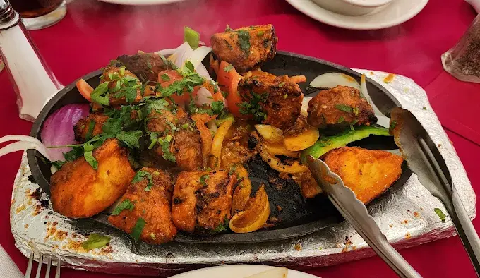 Sizzling tandoori platter at Taj Mahal Grill